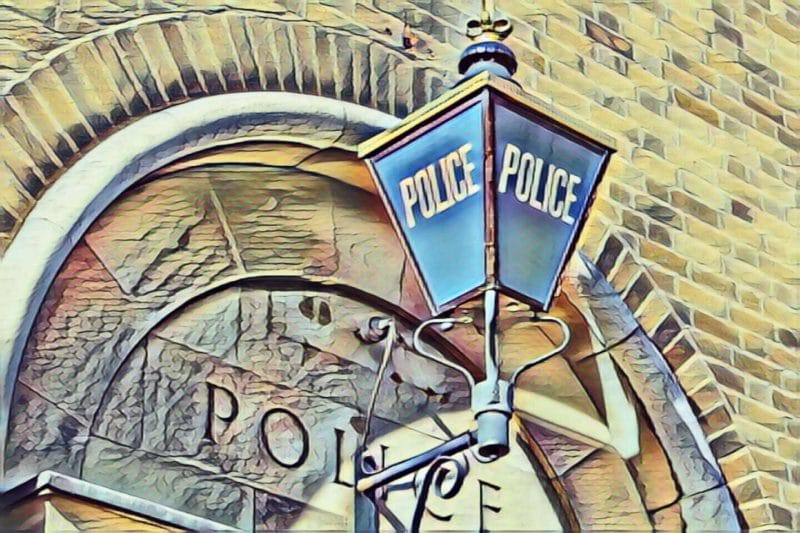 Traditional blue lantern outisde a station depicting GN Law expertise for actions against the police